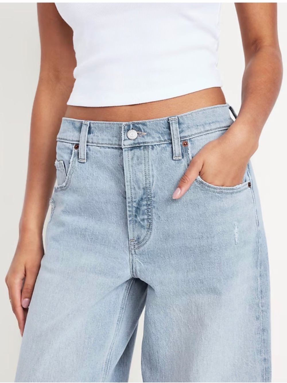 Old Navy Light Blue Boyfriend Wide-Leg Jeans - Picture 2 of 4